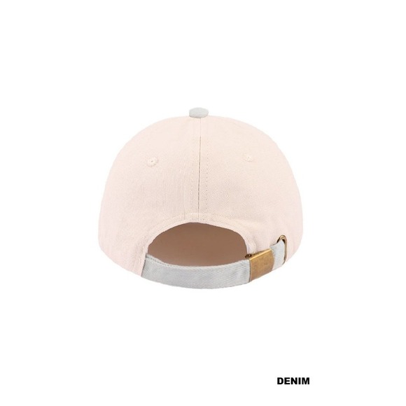 Make Heaven Crowded Embroidered Baseball Cap Cream / Light Blue Adjustable - Picture 5 of 5